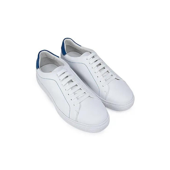 White and Blue Leather Sneakers