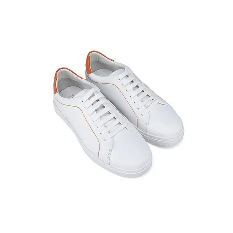 White and Orange Leather Sneakers