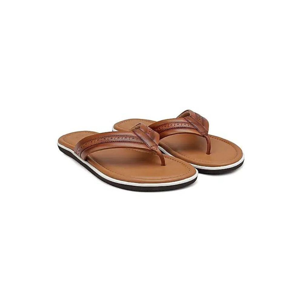 Tan Thong Leather Slippers