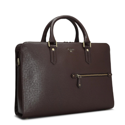 Franzy Leather Laptop Bag - Chocolate