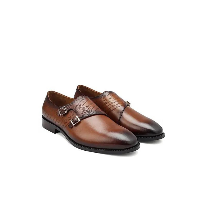 Tan Signato Leather Monk Straps