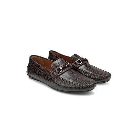 Coffee Croco Textured Moccasins