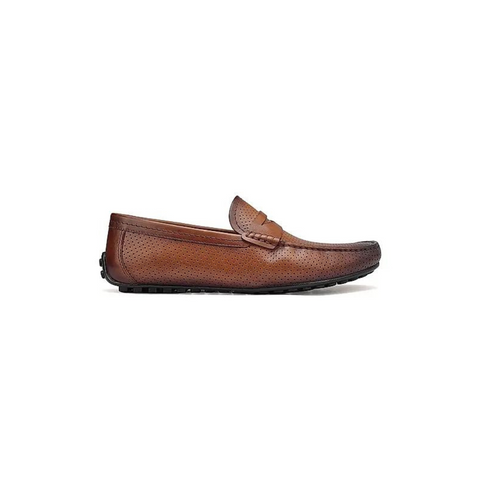 Tan Perforated Leather Moccasins