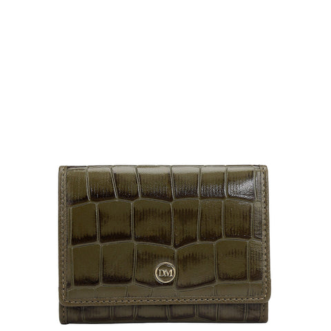3 Slots Leather Card Case - Military Green