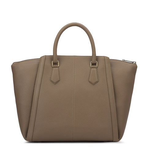 Medium Wax Leather Satchel - Taupe