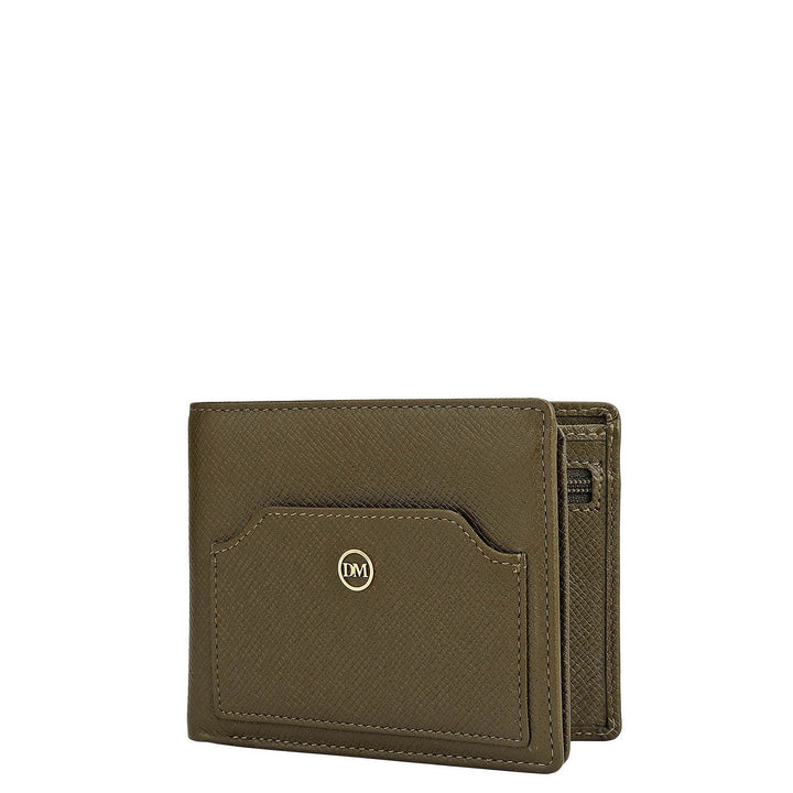 Military Green Bifold Leather Mens Wallet