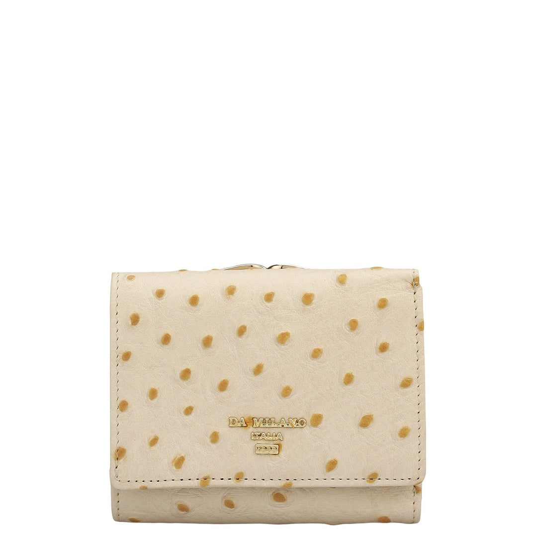 Ostrich Leather Ladies Wallet - Vanilla