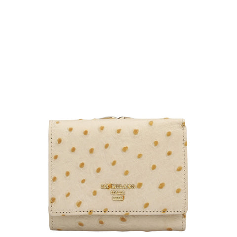 Ostrich Leather Ladies Wallet - Vanilla