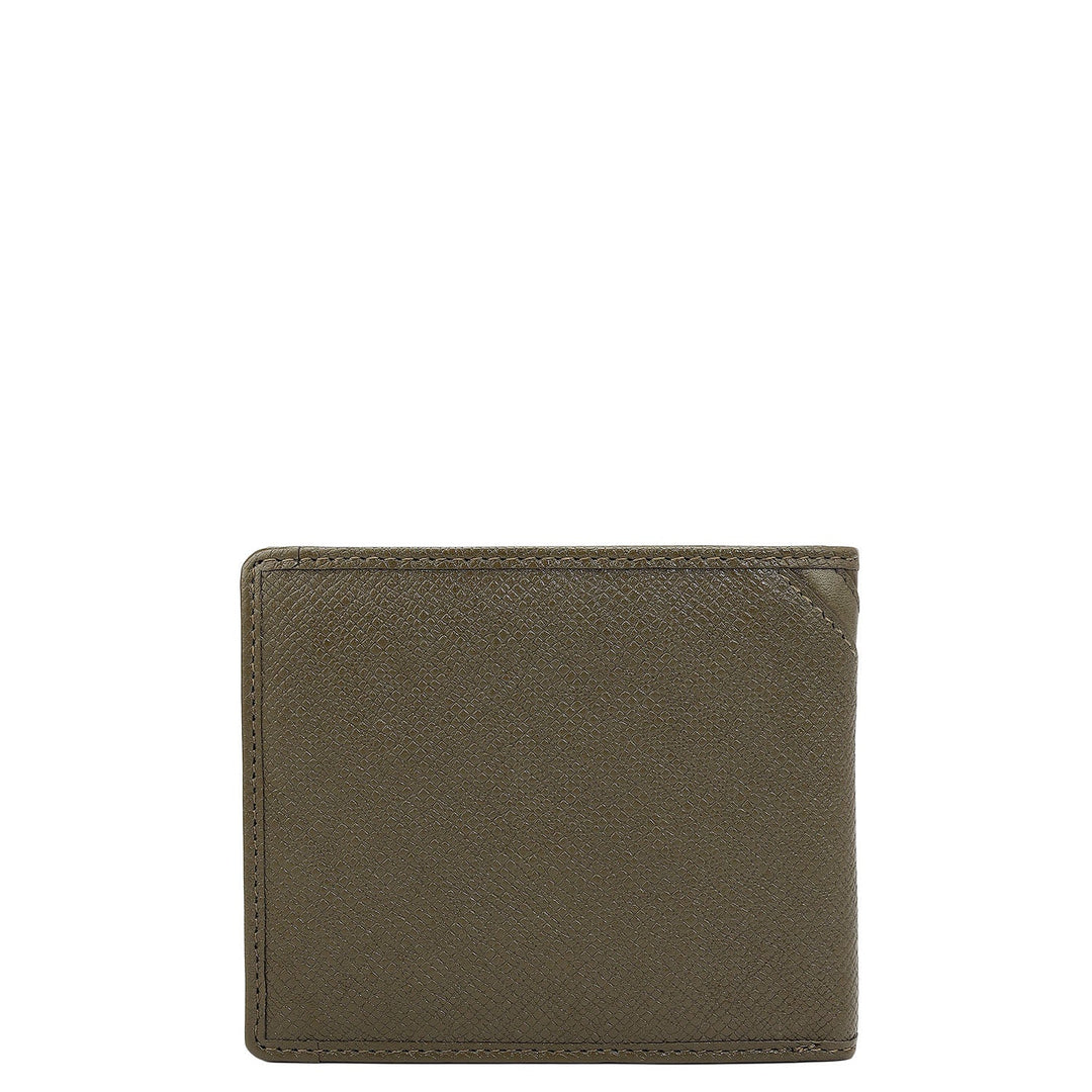 Military Green Bifold Leather Mens Wallet