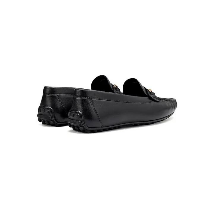 Black Leather Moccasins With Buckle