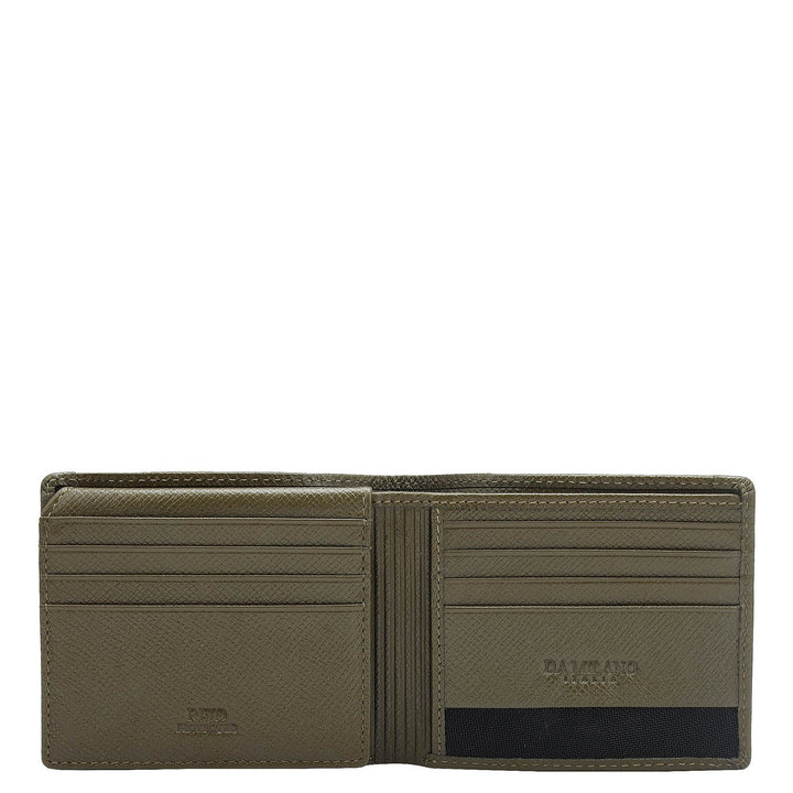 Military Green Bifold Leather Mens Wallet