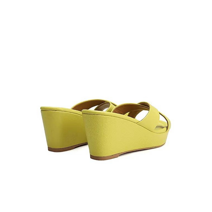 Mustard Criss Cross Strap Wedges