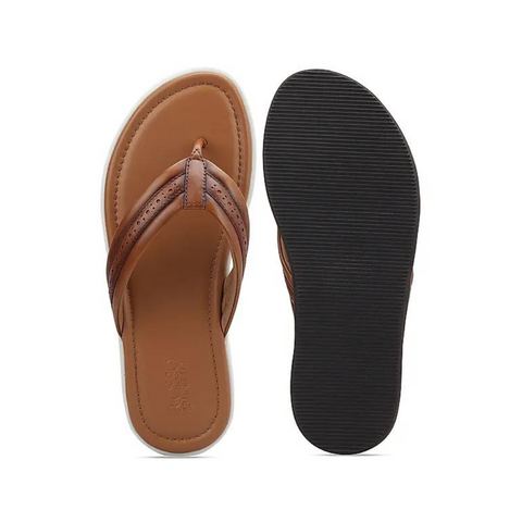 Tan Thong Leather Slippers