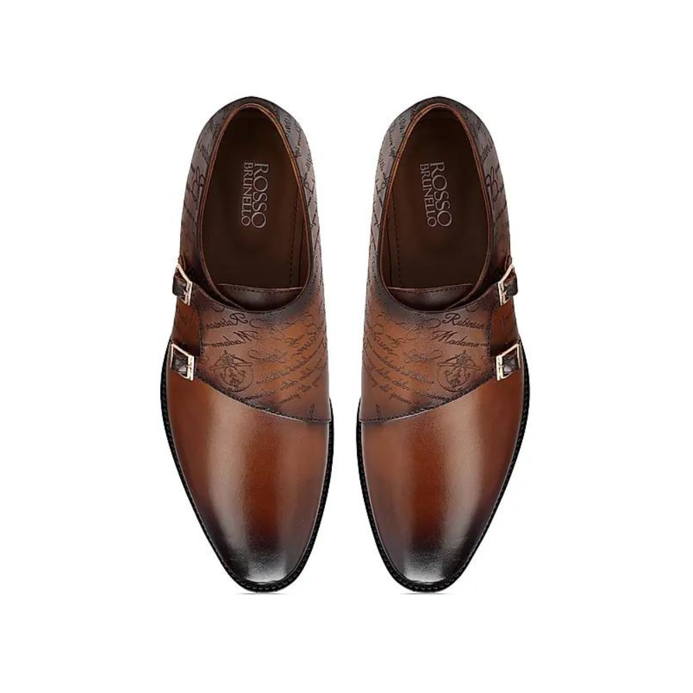 Tan Signato Leather Monk Straps