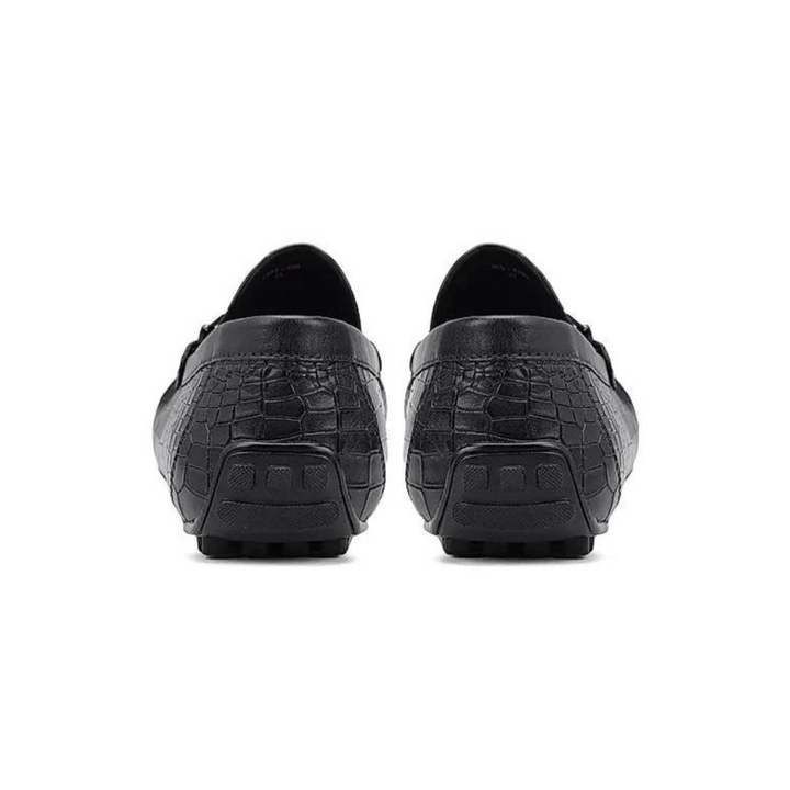 Black Croco Textured Moccasins