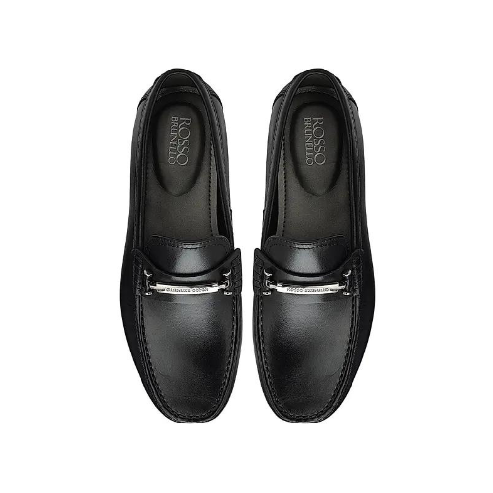 Black Moccasins With Metal Buckle