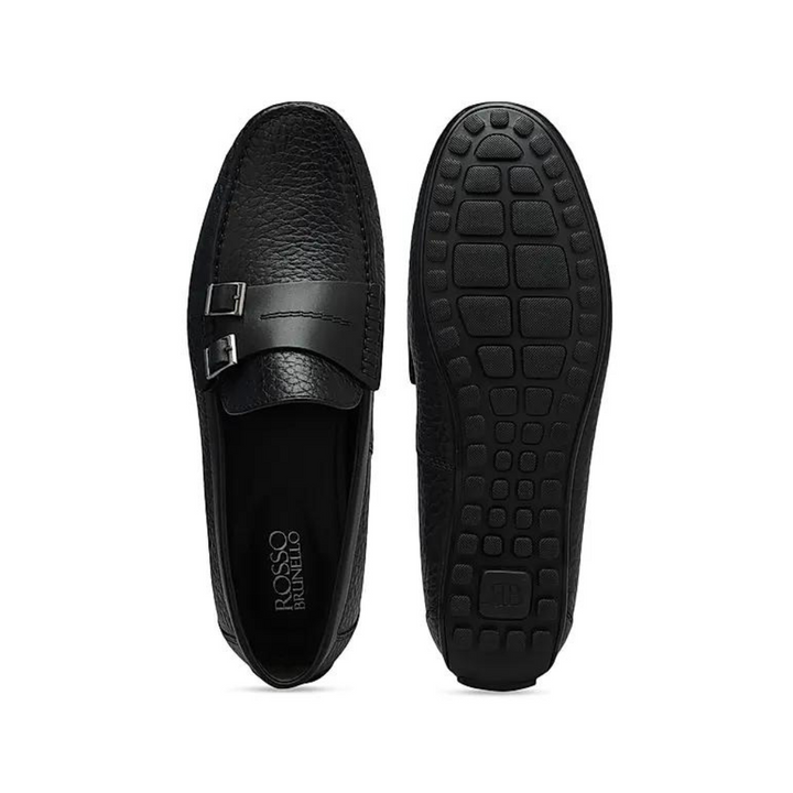 Black Monk Strap Style Moccasins