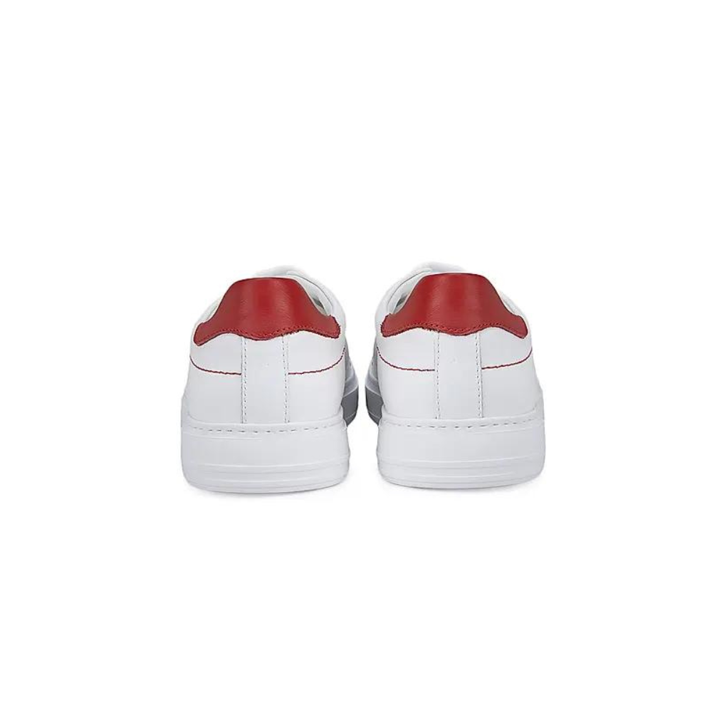 White and Red Leather Sneakers