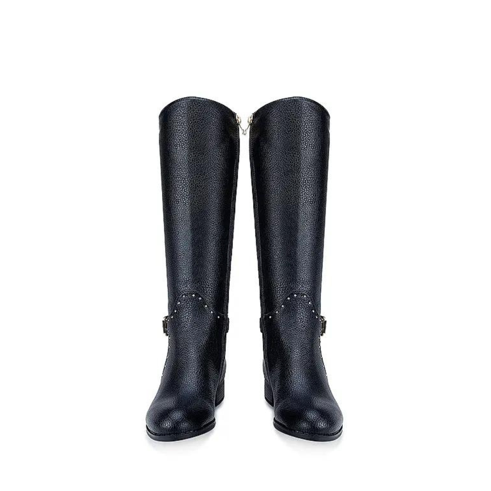 Black Knee High Studded Boots