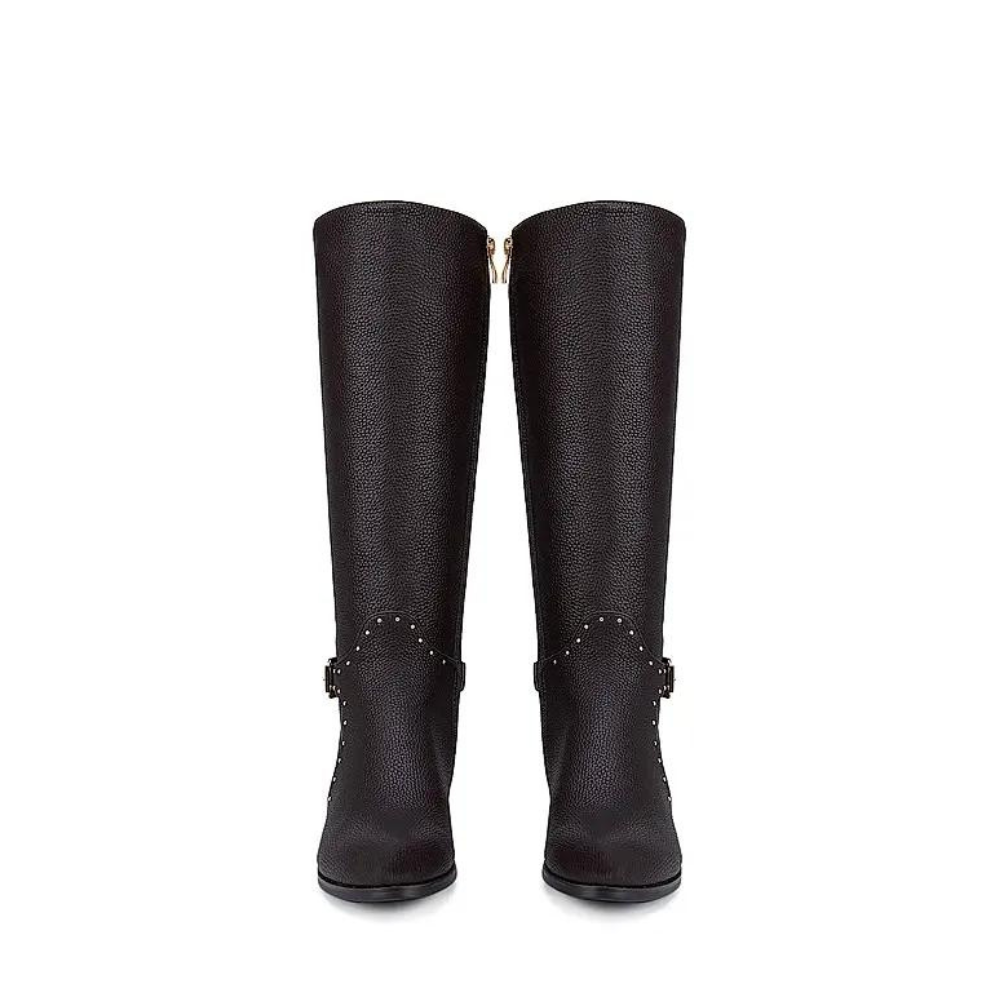 Brown Knee High Studded Boots