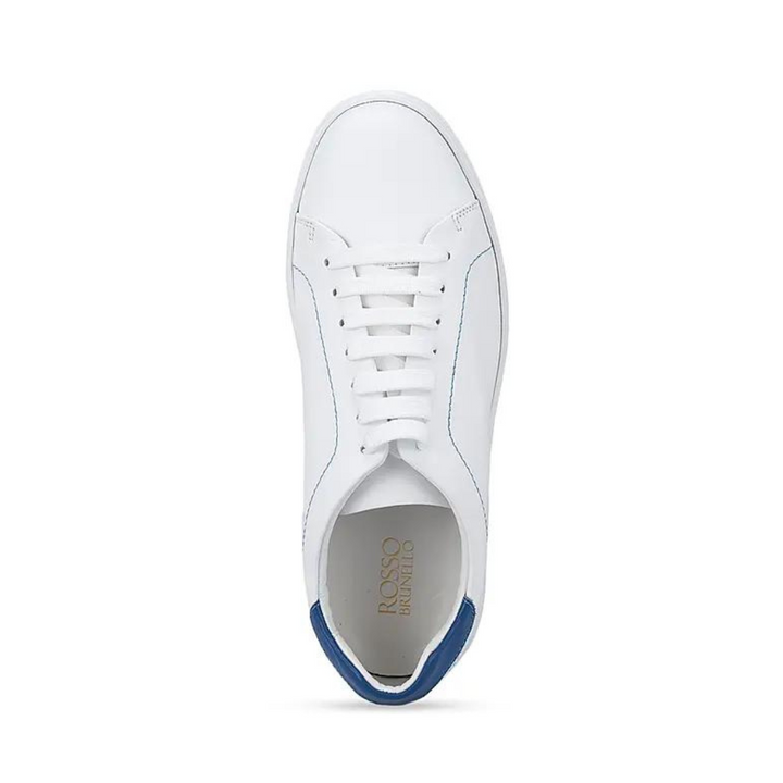 White and Blue Leather Sneakers