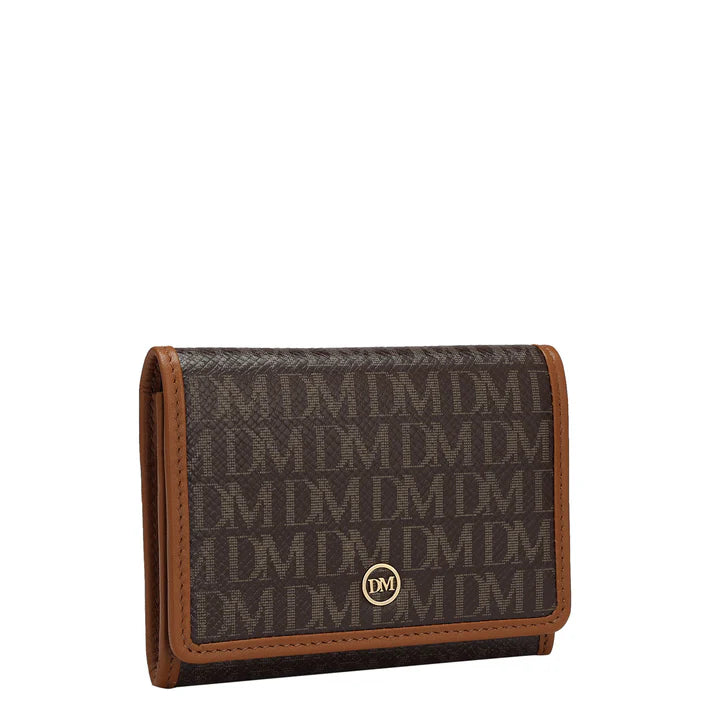 Monogram Leather Card Case - Chocolate