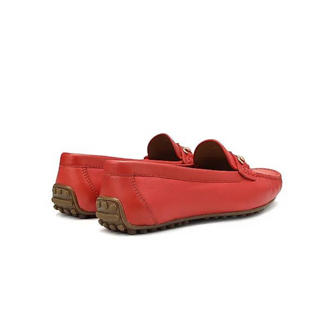 Red Leather Moccasins With Buckle