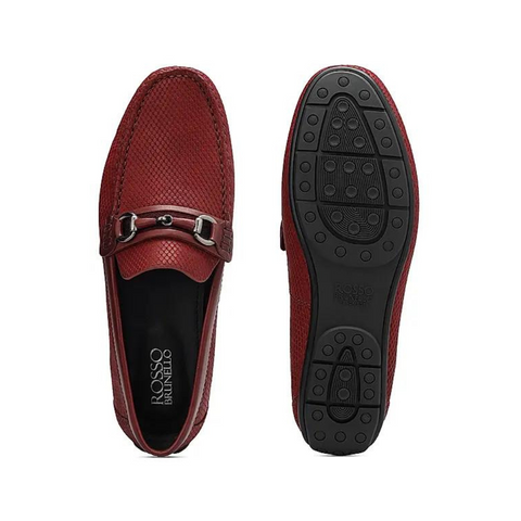 Burgundy Laser Print Leather Moccasins