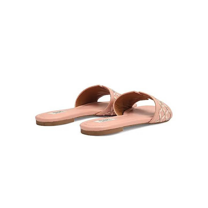 Peach Woven Leather Sliders