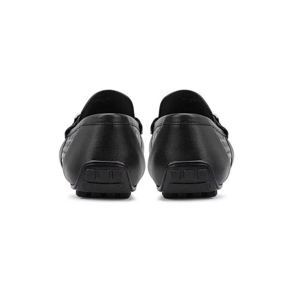 Black Leather Moccasins With Buckle