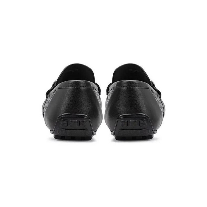 Black Leather Moccasins With Buckle