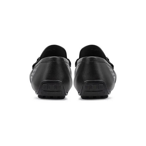 Black Leather Moccasins With Buckle