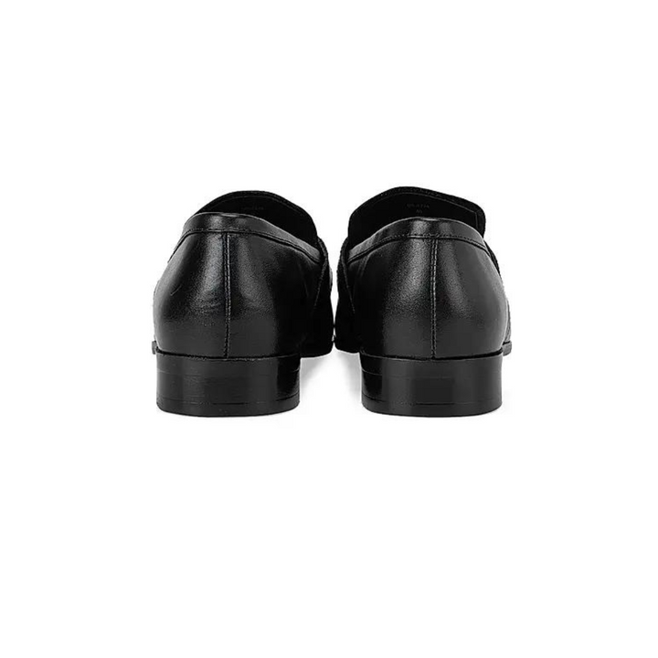 Black Leather Panel Loafers