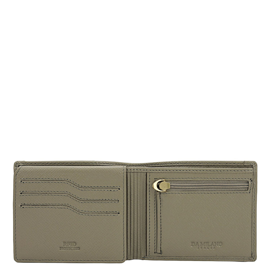 Stone Grey Bifold Leather Mens Wallet