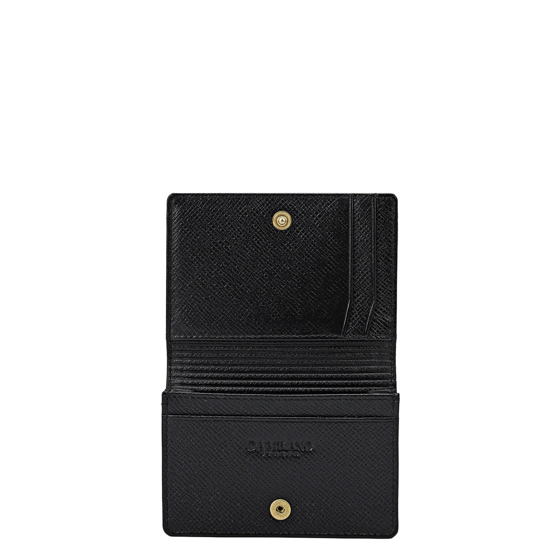 Croco Leather Card Case - Black
