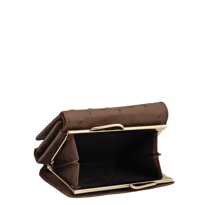 Ostrich Leather Ladies Wallet - Brown