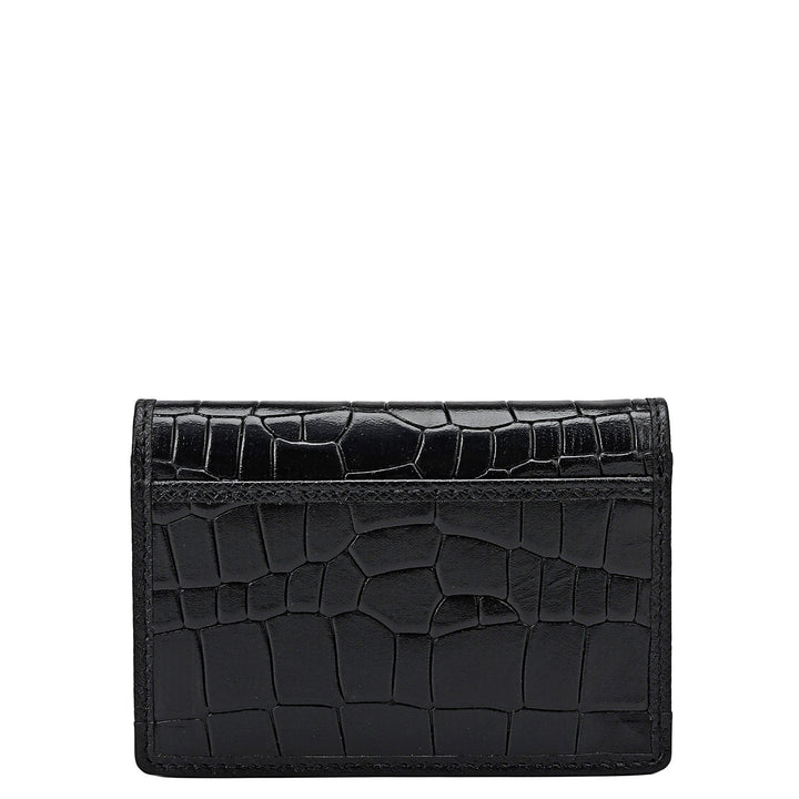 Croco Leather Card Case - Black