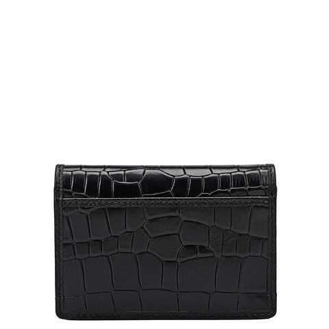 Croco Leather Card Case - Black