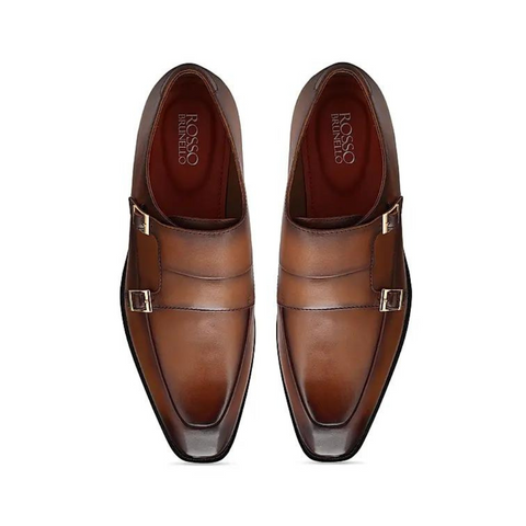 Tan Plain Leather Monk Straps