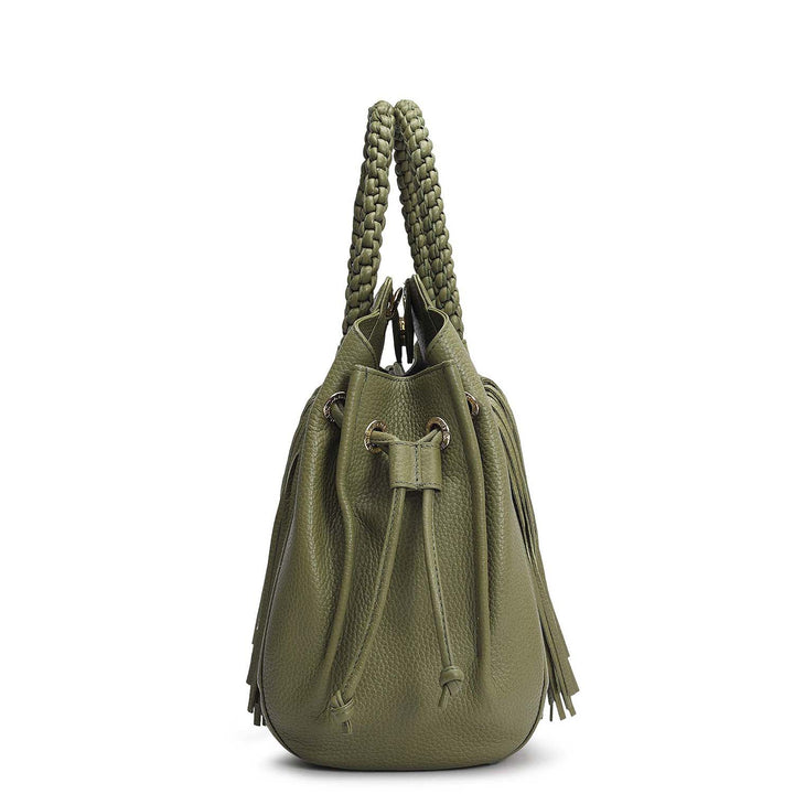Medium Wax Leather Satchel - Fern