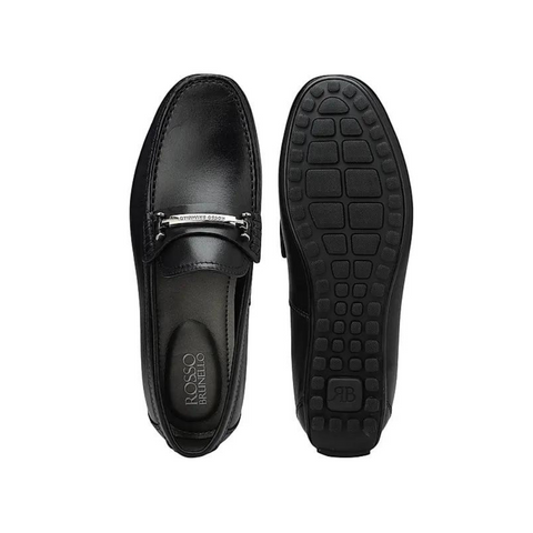 Black Moccasins With Metal Buckle