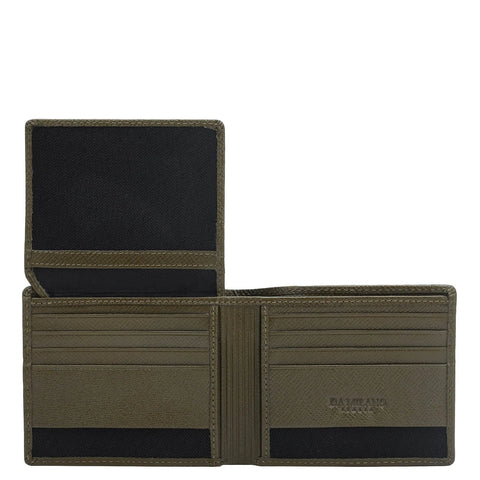 Military Green Bifold Leather Mens Wallet