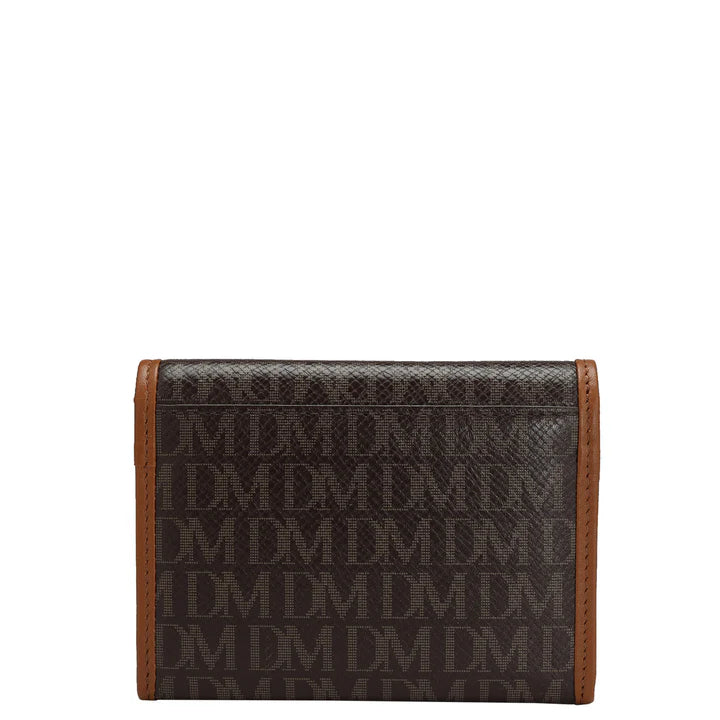 Monogram Leather Card Case - Chocolate