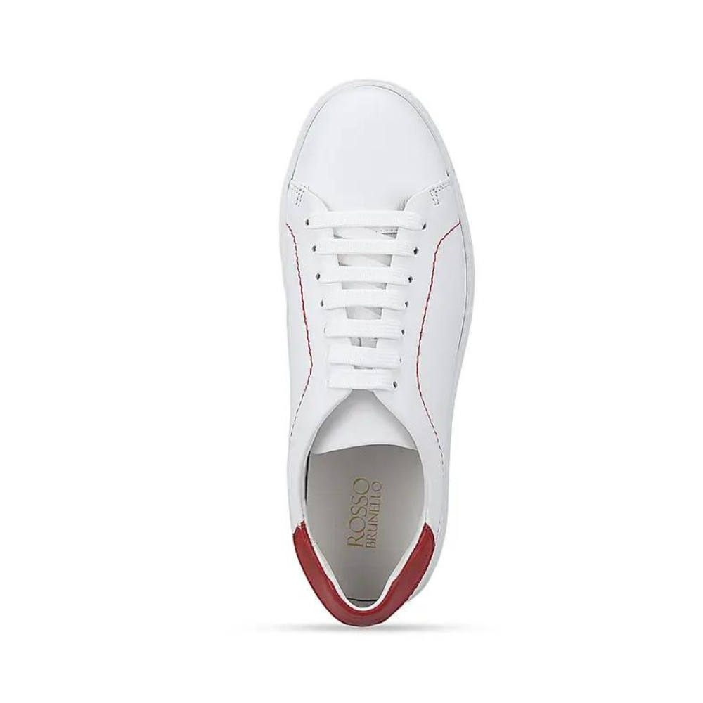 White and Red Leather Sneakers