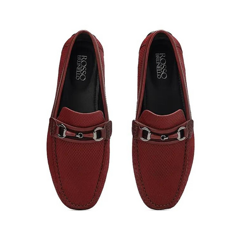 Burgundy Laser Print Leather Moccasins