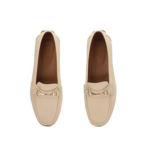 White Leather Moccasins With Buckle