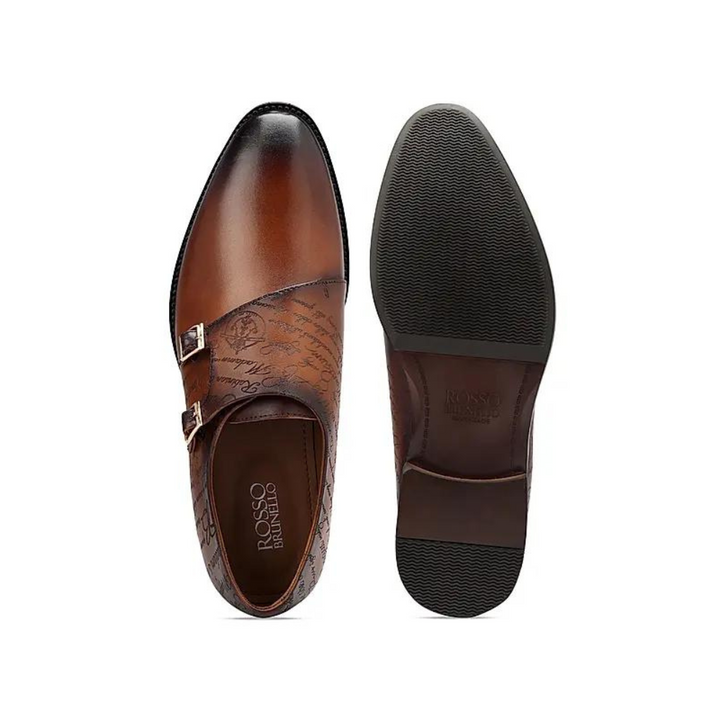 Tan Signato Leather Monk Straps