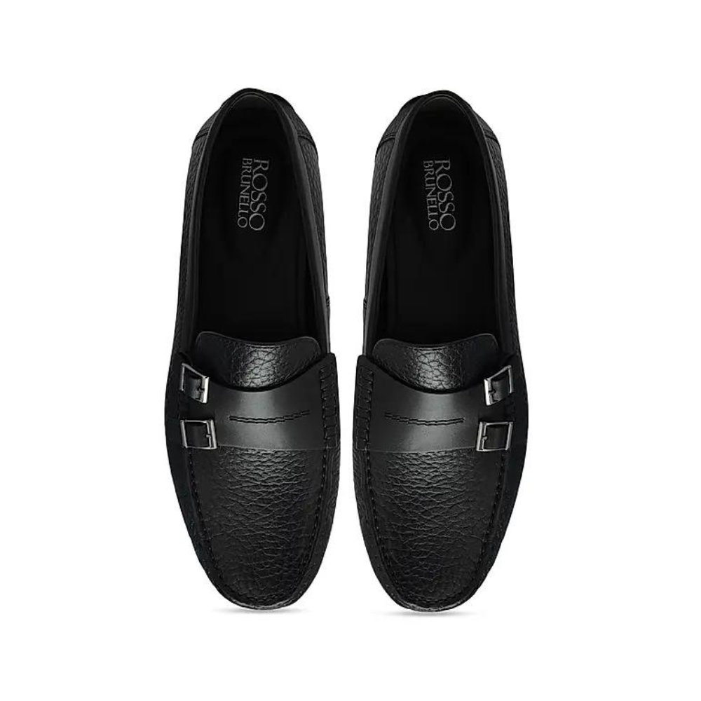 Black Monk Strap Style Moccasins