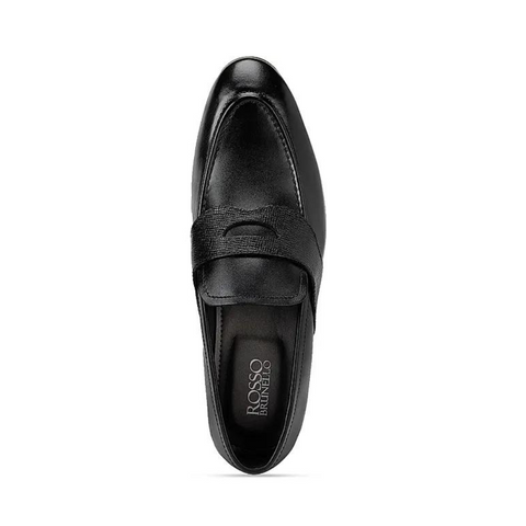 Black Leather Panel Loafers