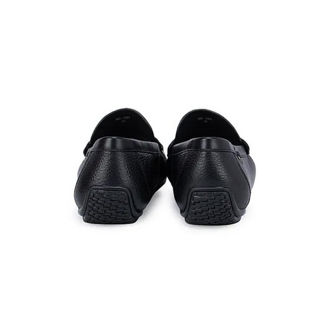 Black Textured Moccasins With Panel